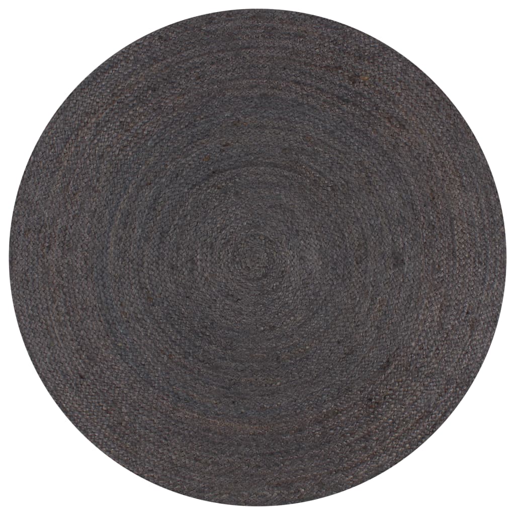 vidaXL Tapis fait à la main Jute Rond 90 cm Gris foncé