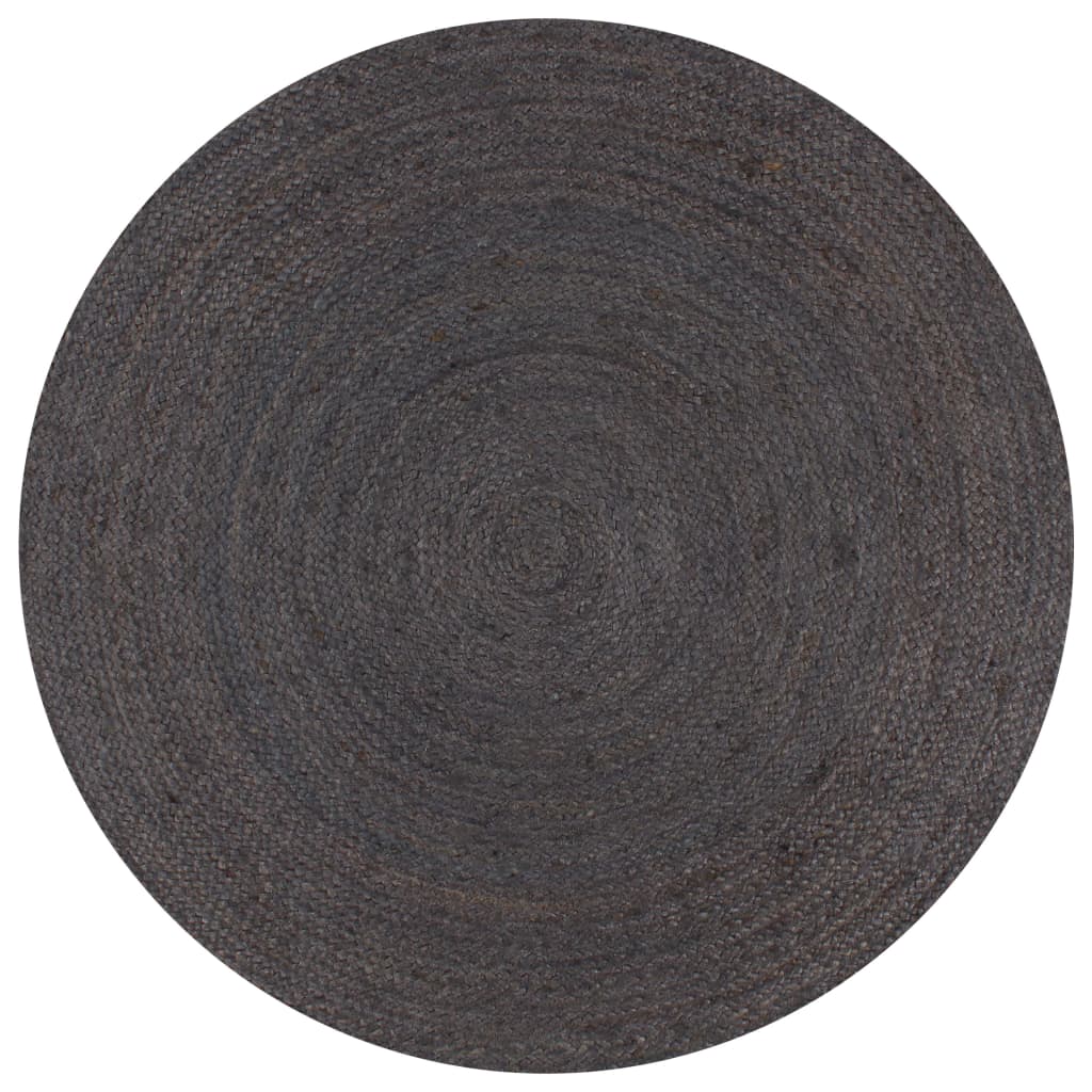 vidaXL Tapis fait à la main Jute Rond 120 cm Gris foncé