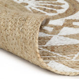 Handmade Jute Rug with White Print 120 cm