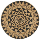 Handmade Jute Rug with Black Print 120 cm