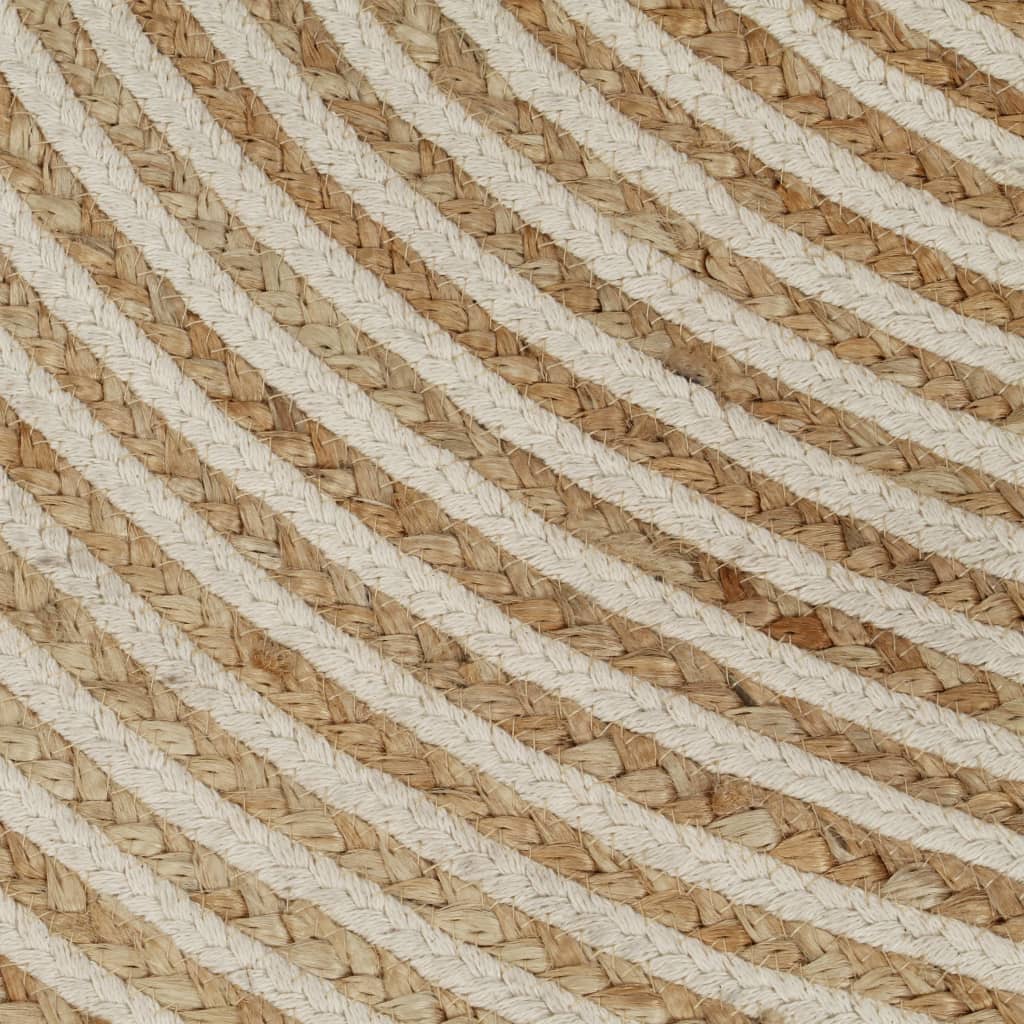 Tapis fait à la main Jute avec design de spirale Blanc 90 cm