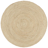 Tapis fait à la main Jute avec design de spirale Blanc 120 cm