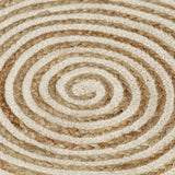 Tapis fait à la main Jute avec design de spirale Blanc 120 cm