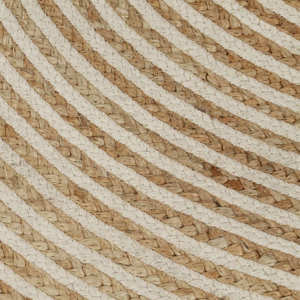 Handmade Jute Rug with Spiral Design White 120 cm