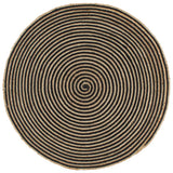 Tapis fait à la main Jute avec design de spirale Noir 90 cm