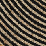 Tapis fait à la main Jute avec design de spirale Noir 120 cm