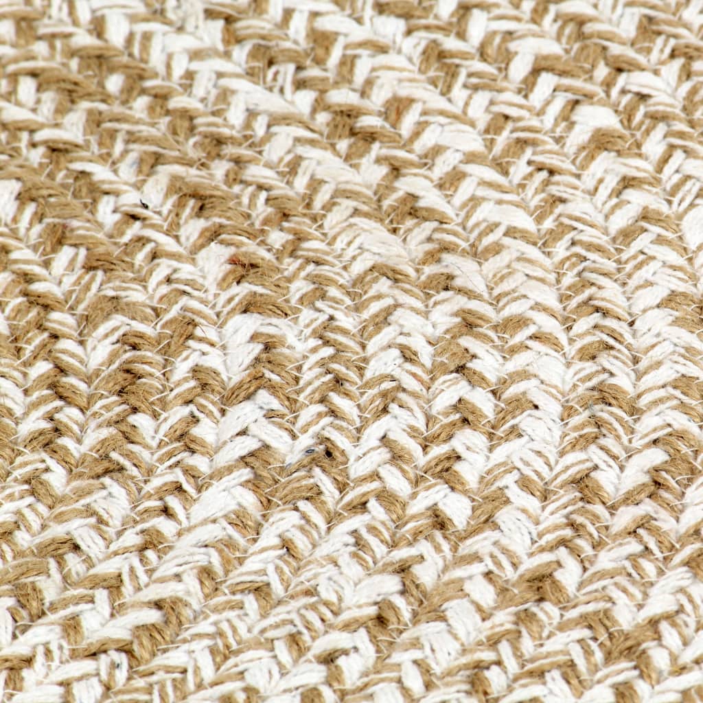 Tapis fait à la main Jute Blanc et naturel 90 cm