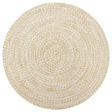 Tapis fait à la main Jute Blanc et naturel 120 cm