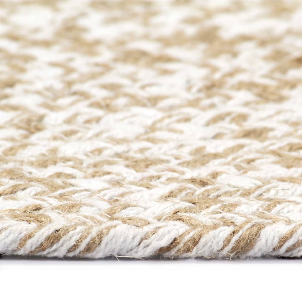 Tapis fait à la main Jute Blanc et naturel 150 cm