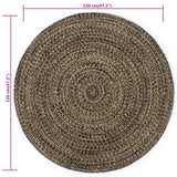 Tapis fait à la main Jute Noir et naturel 120 cm