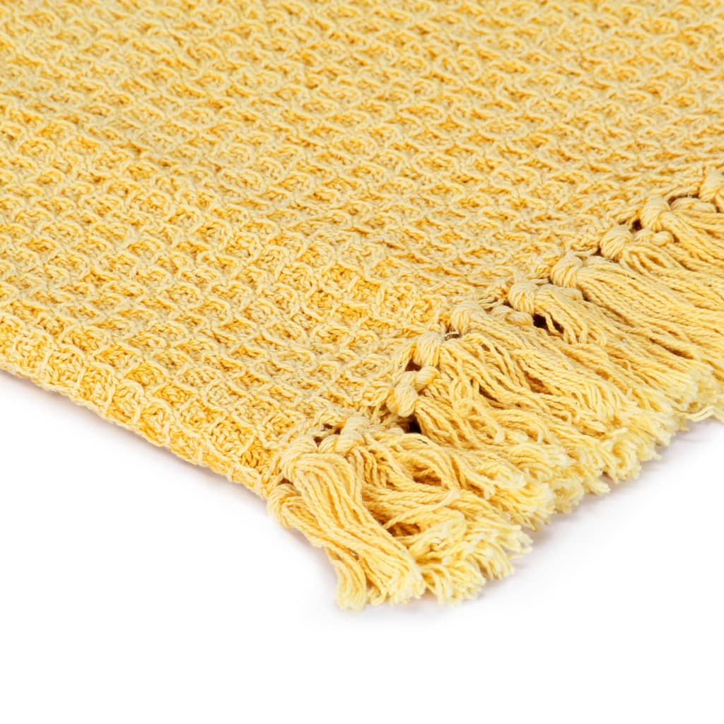 Couverture en coton 160 x 210 cm Jaune moutarde