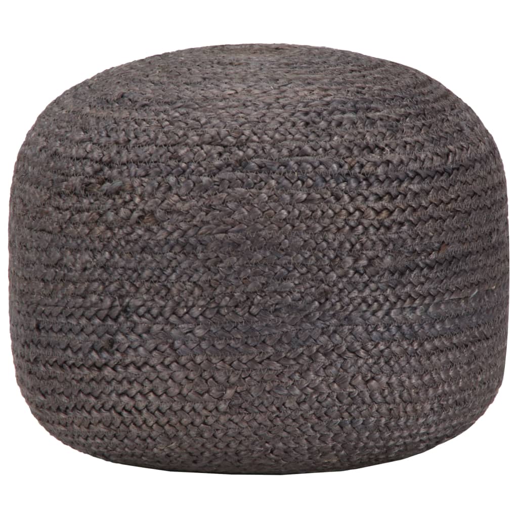 Handgefertigter Pouf Dunkelgrau 45 x 30 cm Jute