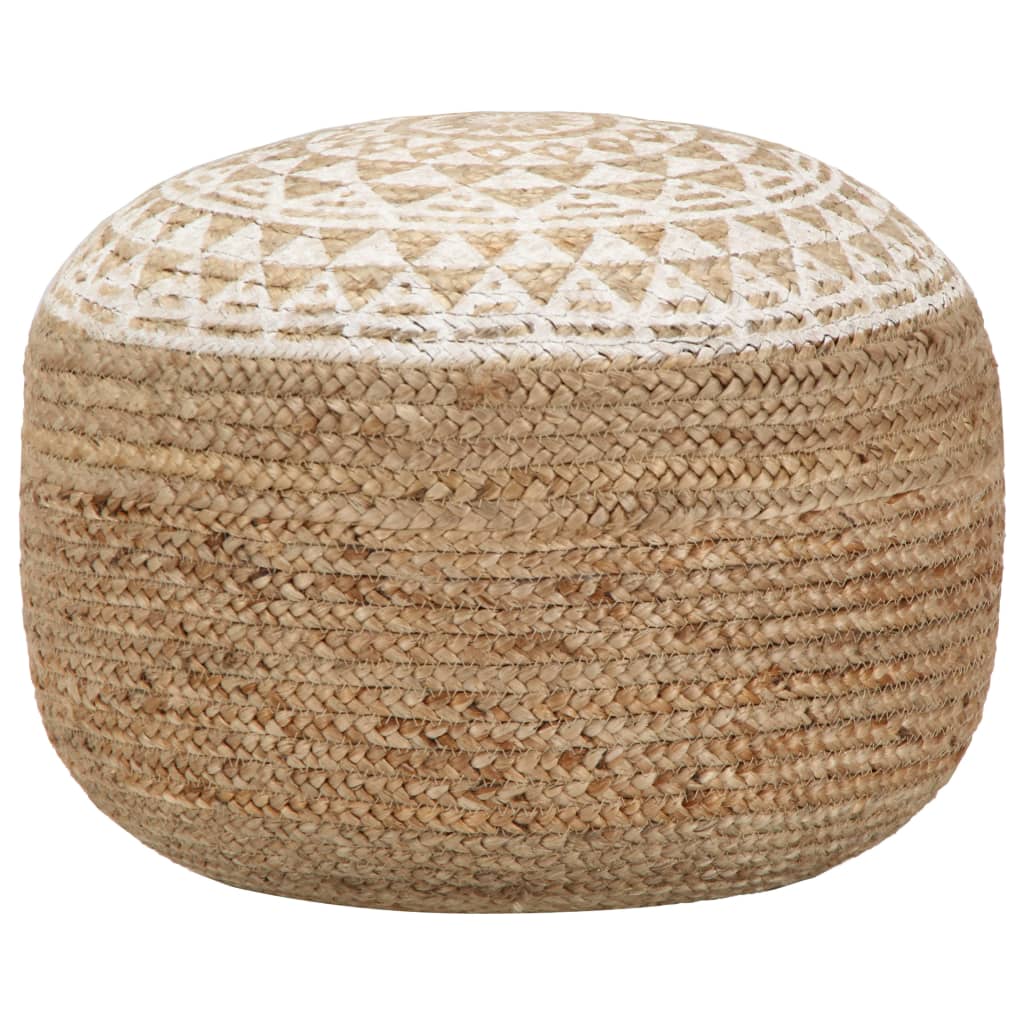 Pouf fait à la main Blanc 45x30 cm Jute