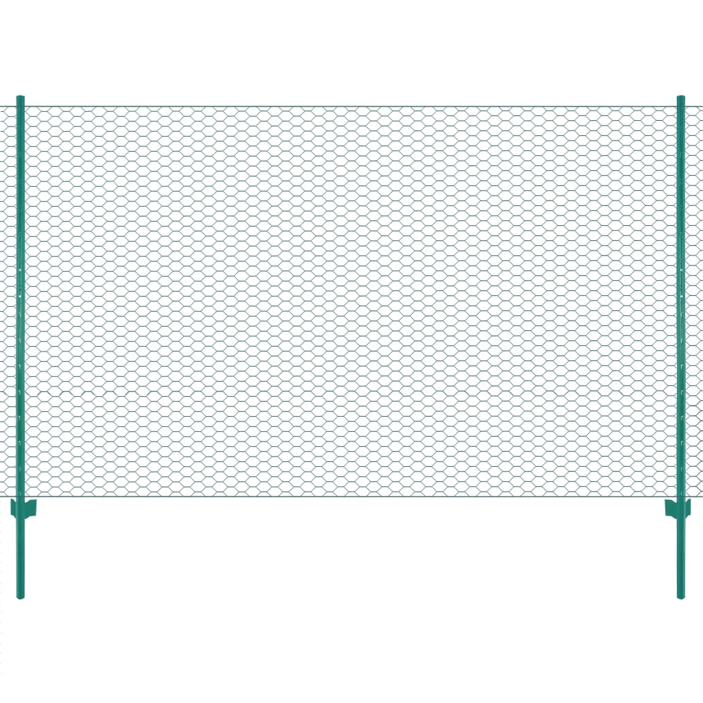 Clôture en grillage métallique avec poteaux Acier 25x2 m Vert