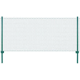 Wire mesh fence with posts Steel 25x0.5 m Green