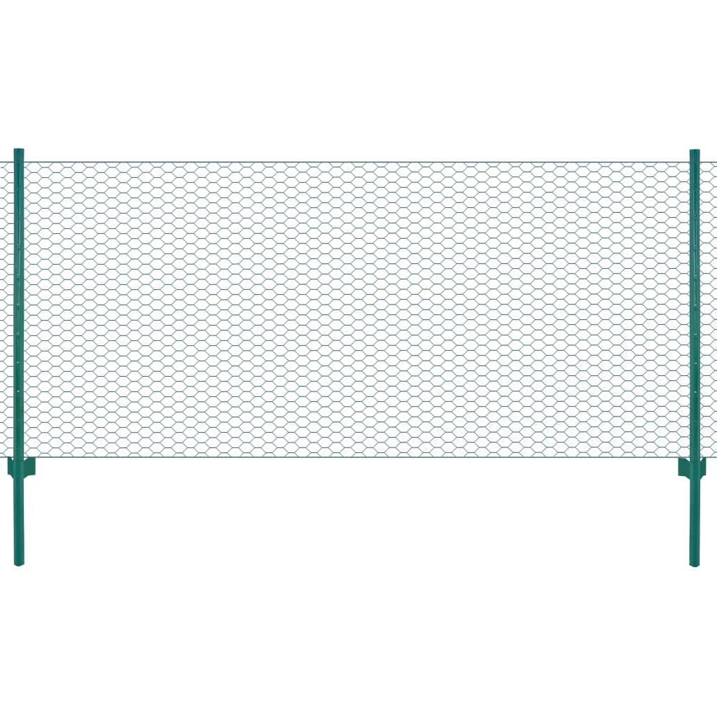 Wire mesh fence with posts Steel 25x1 m Green