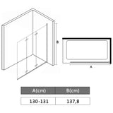 Cabine de douche pliable 3 panneaux ESG 130x138 cm