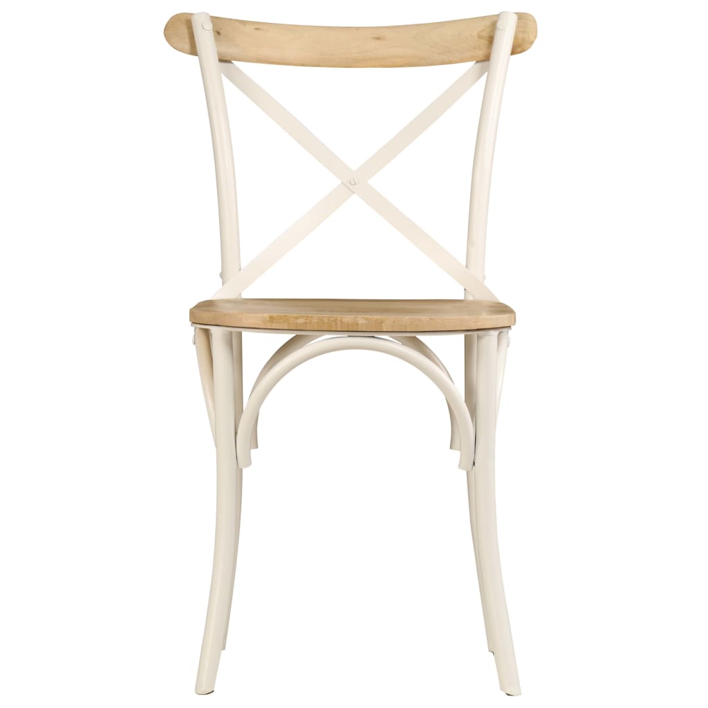 Chaises à dossier croisé lot de 2 blanc bois de manguier solide