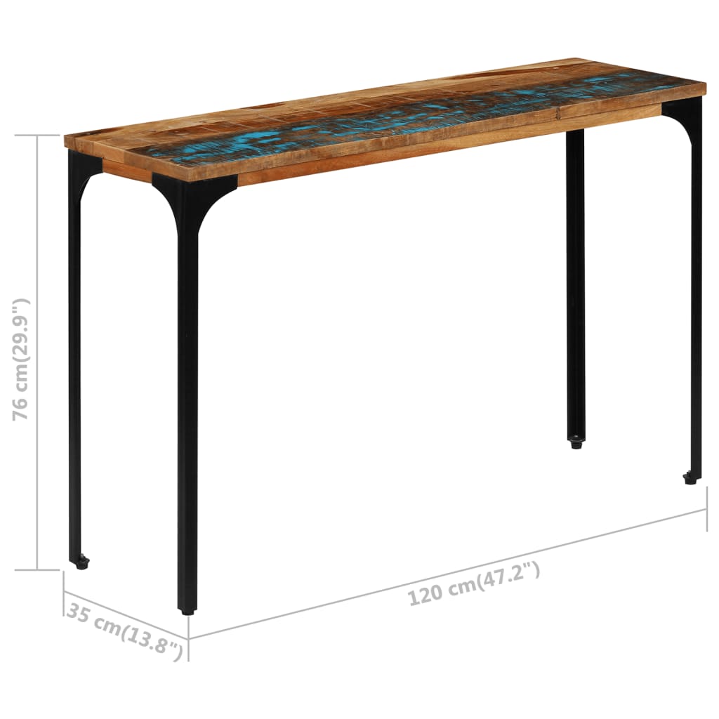 Table console 120 x 35 x 76 cm Bois de récupération massif