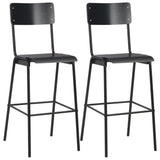 Chaises de bar lot de 2 noir contreplaqué solide et acier