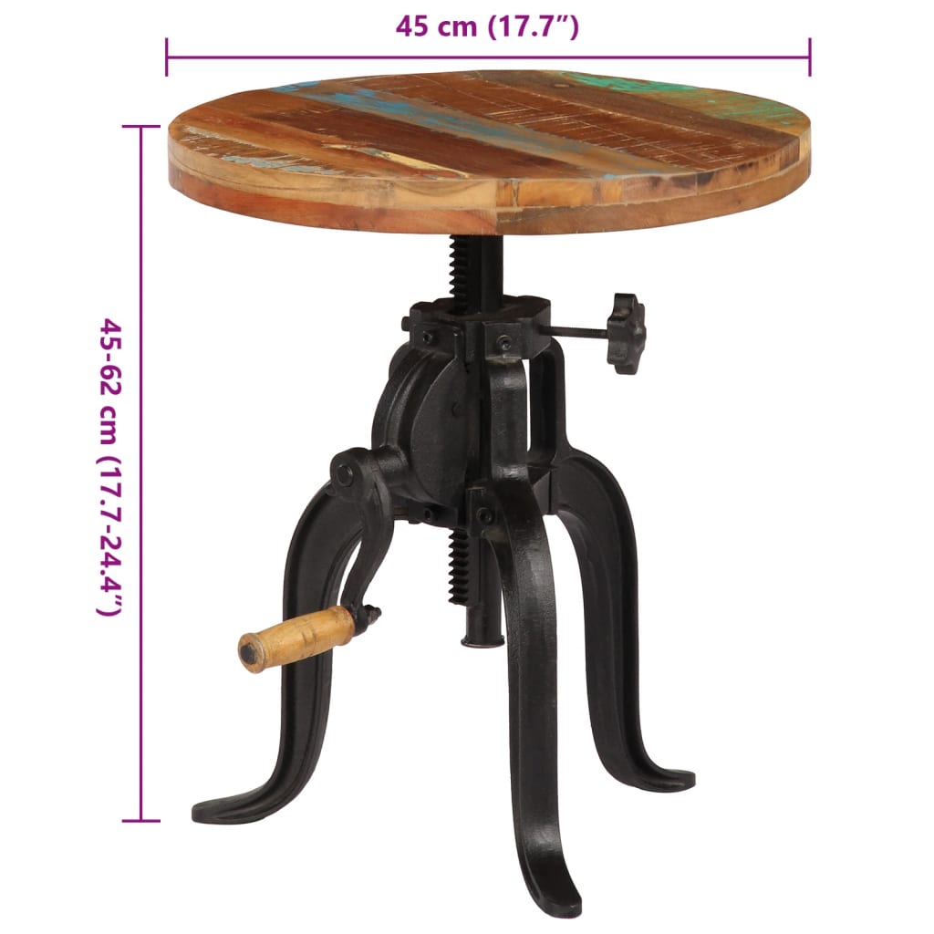 Table d'appoint 45x (45-62) cm Bois de récupération et fonte