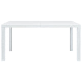 Table de jardin Blanc 150x90x72 cm Plastique Aspect de rotin