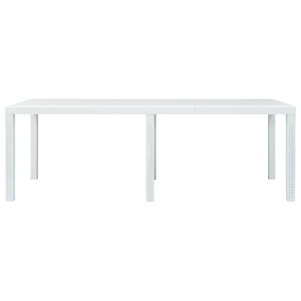 Table de jardin Blanc 220x90x72 cm Plastique Aspect de rotin