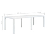 Table de jardin Blanc 220x90x72 cm Plastique Aspect de rotin