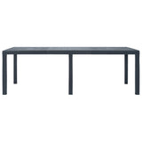 Table de jardin Anthracite 220x90x72 cm Plastique Aspect rotin