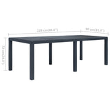 Table de jardin Anthracite 220x90x72 cm Plastique Aspect rotin