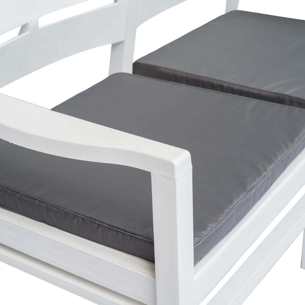 Banc de jardin à 2 places et coussins 133 cm Plastique Blanc