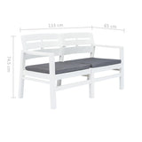 Banc de jardin à 2 places et coussins 133 cm Plastique Blanc