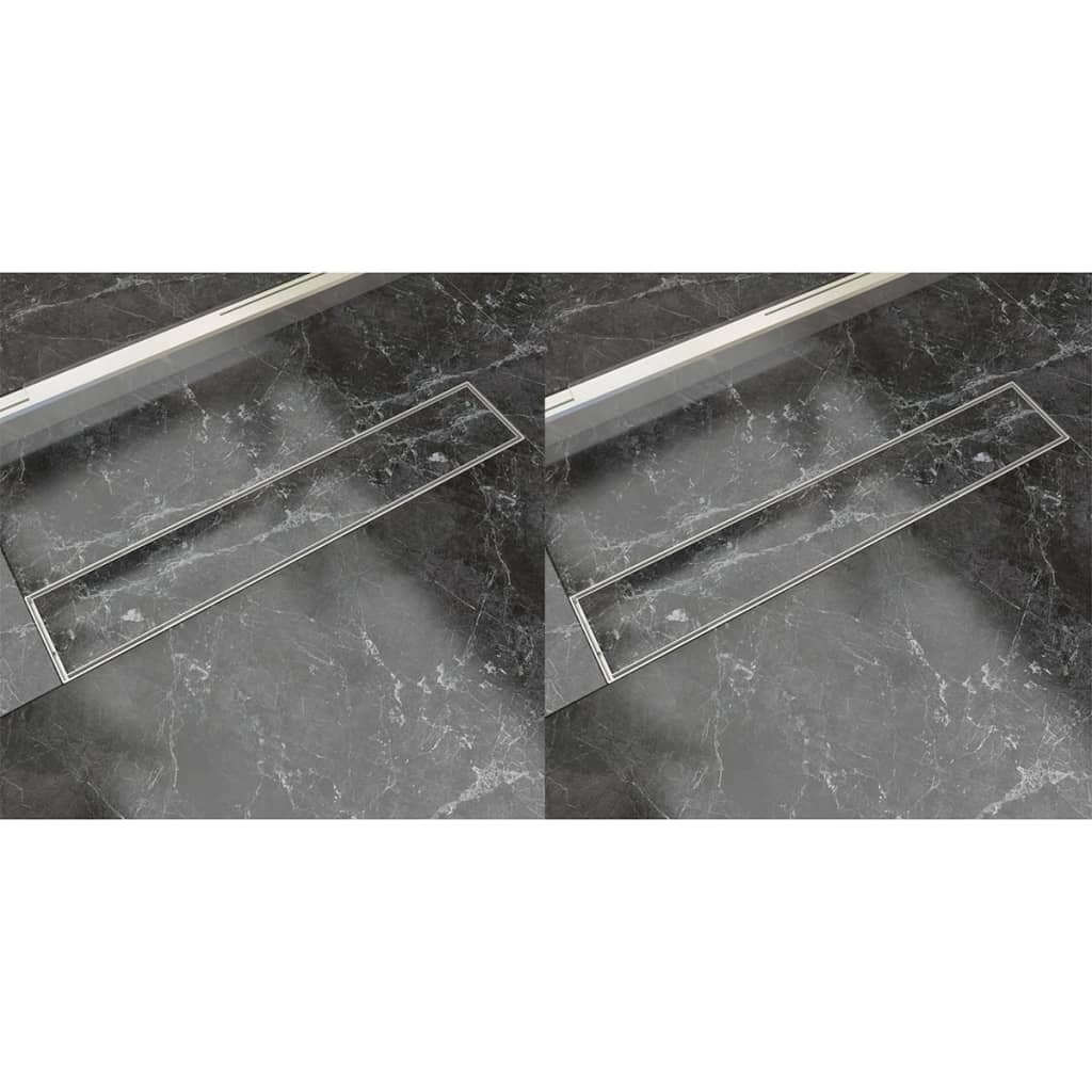 Drain de douche linéaire 2 pcs 630 x 140 mm Acier inoxydable