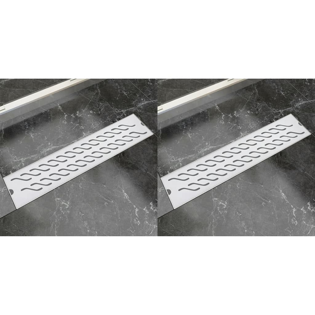 Drain de douche linéaire 2pcs Vague 530x140 mm Acier inoxydable