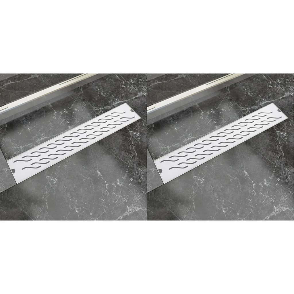 Drain de douche linéaire 2 pcs 630 x 140 mm Acier inoxydable