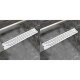 Drain de douche linéaire 2 pcs 630 x 140 mm Acier inoxydable