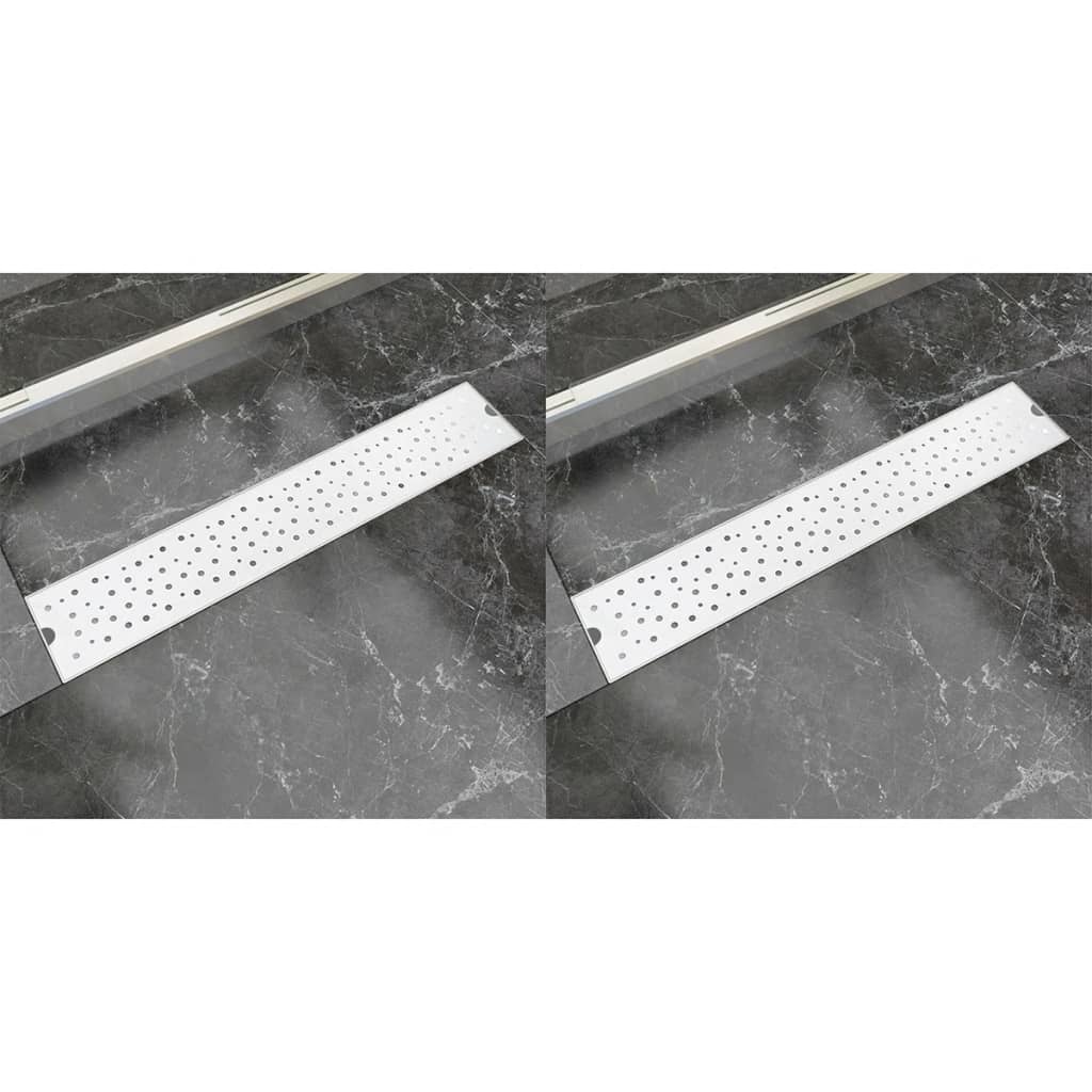 Drain de douche linéaire 2 pcs 630 x 140 mm Acier inoxydable