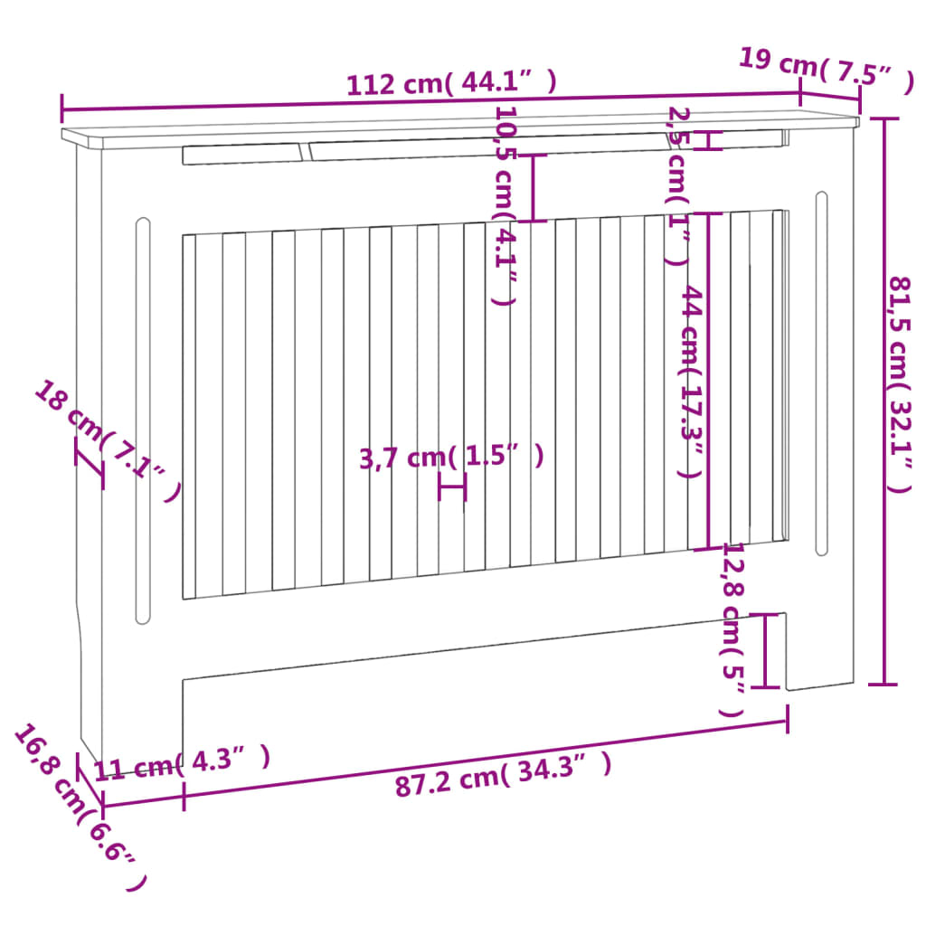 Cache-radiateurs 2 pcs blanc MDF 112 cm