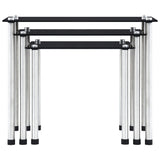 Nesting tables 3 pcs Black Tempered glass