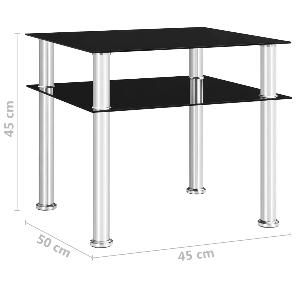 Table d'appoint Noir 45x50x45 cm Verre trempé