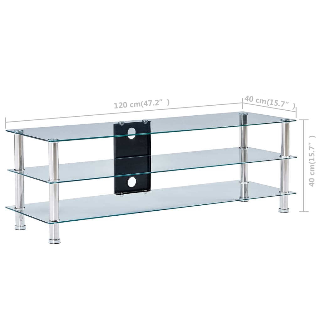 Meuble TV transparent 120x40x40 cm verre trempé