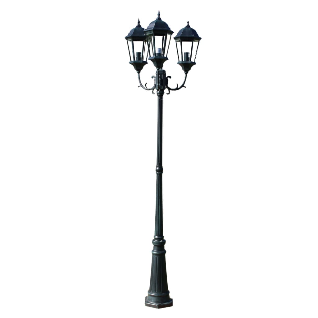 Lampadaire de jardin 3 bras 230 cm Vert foncé/Noir Aluminium