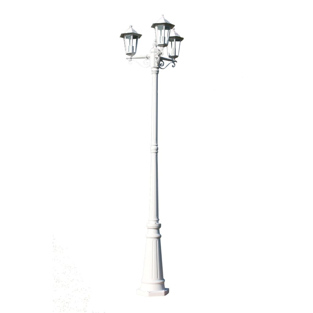 Lampadaire de jardin 3 bras 215 cm Blanc Aluminium