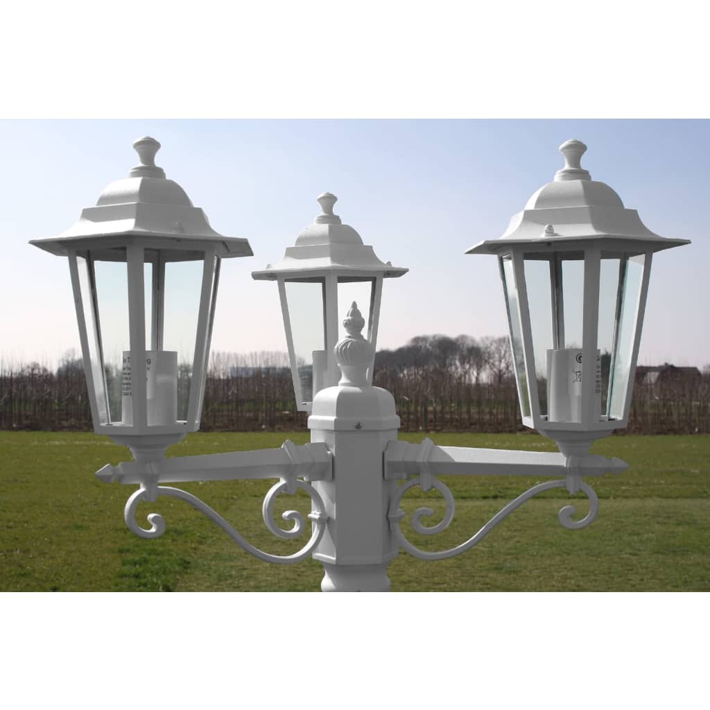 Lampadaire de jardin 3 bras 215 cm Blanc Aluminium