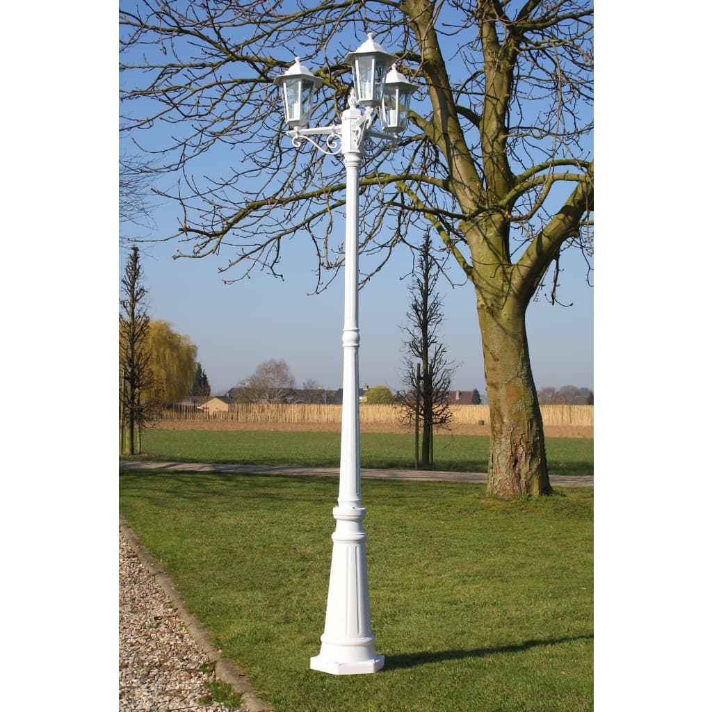 Lampadaire de jardin 3 bras 215 cm Blanc Aluminium