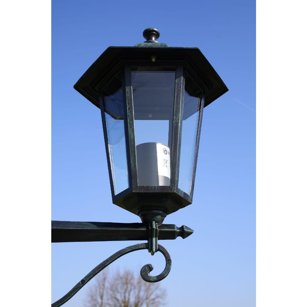 Garden lamp post 2 arms 215 cm Dark green/Black Aluminum