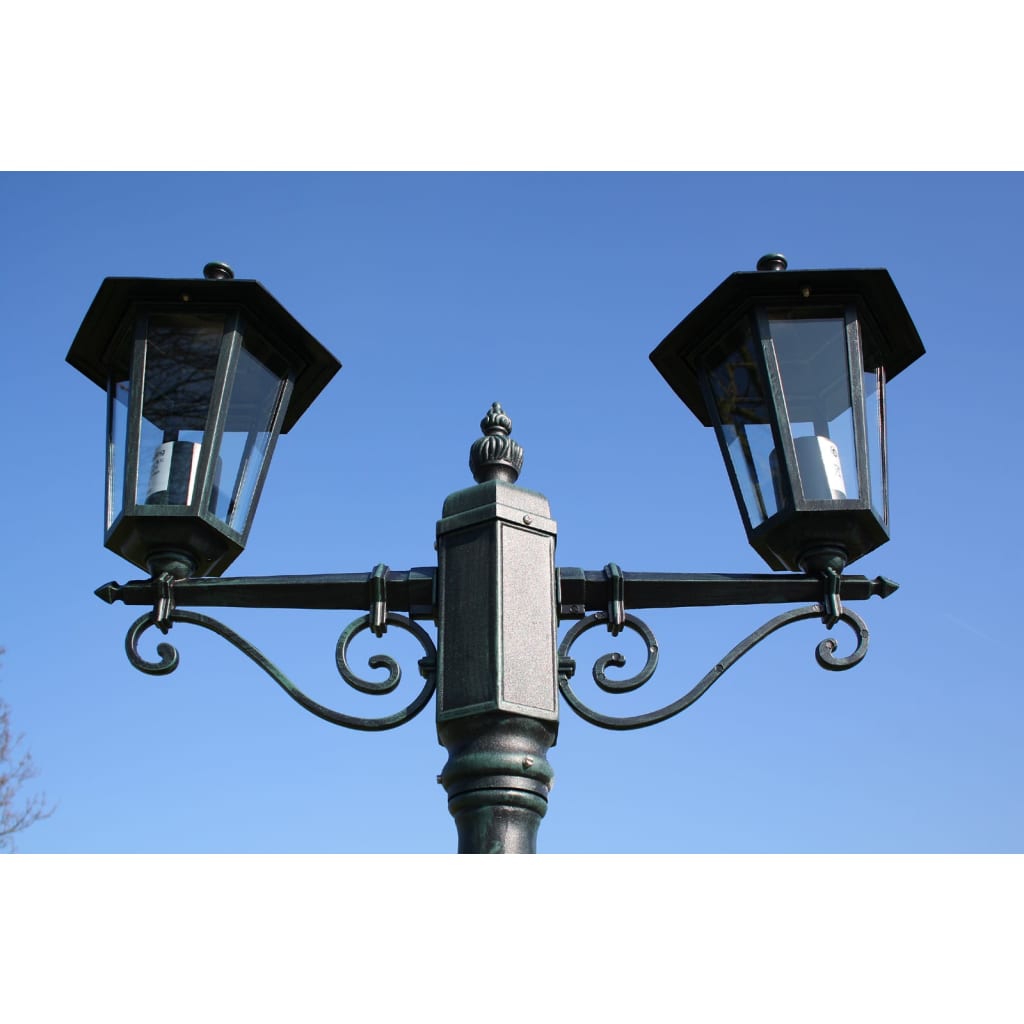 Garden lamp post 2 arms 215 cm Dark green/Black Aluminum