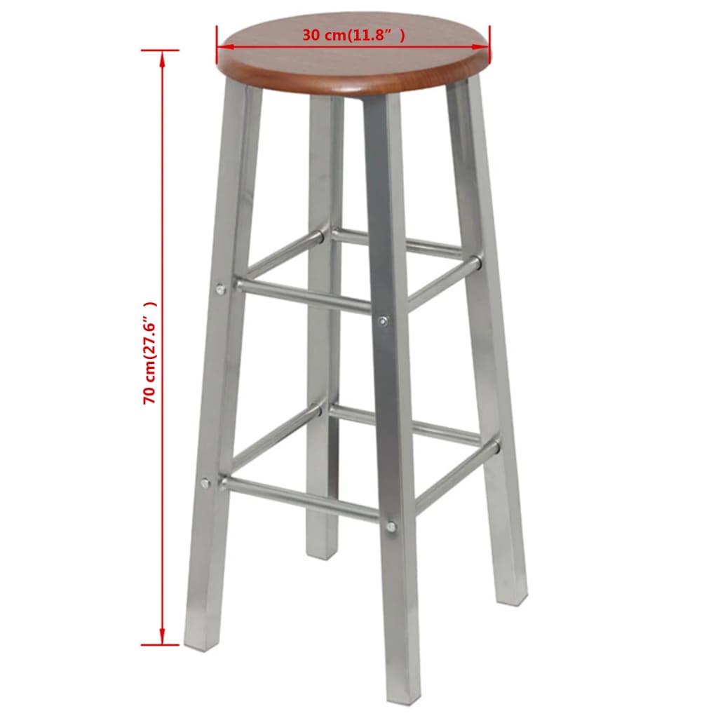 Tabouret de bar lot de 2 métal avec siège en MDF