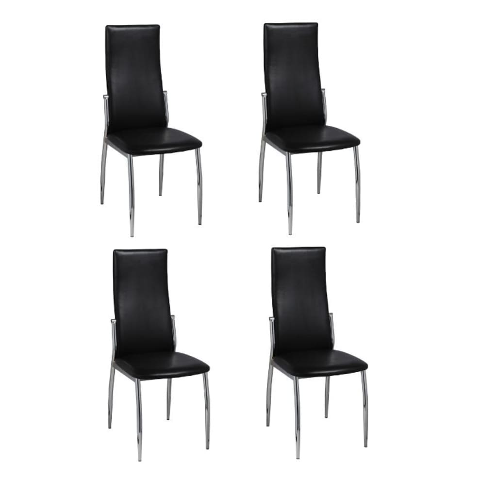 Dining chairs set of 4 black faux leather