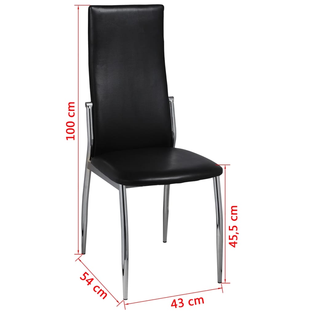 Dining chairs set of 4 black faux leather